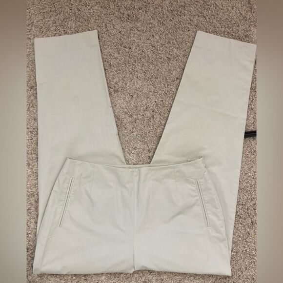 Real Clothes from Saks Fifth Avenue Stylish Cream Slim Pants side zip - Picture 3 of 10